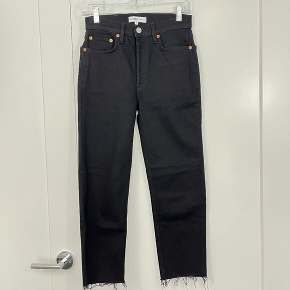 RE/DONE Size 26 Black High Rise Stove Pipe Straight Leg Cropped Jeans - Picture 1 of 9